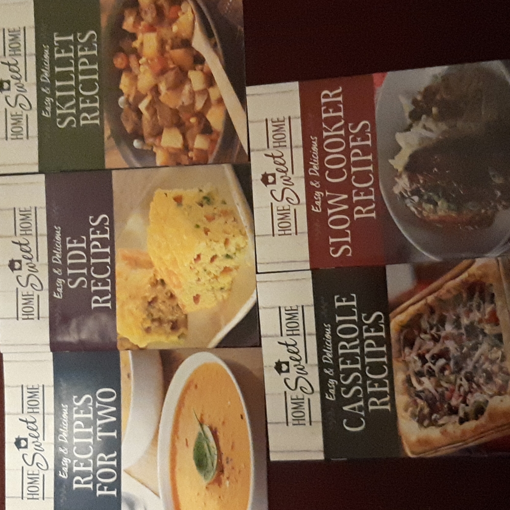 5 set mini cookbooks skillet, slow cooker, sides, casserole, for two, 16 in each